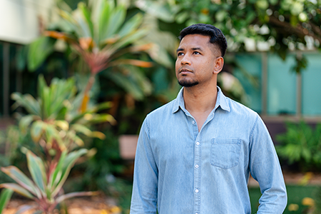 Tabib Al Adib standing outdoors at Rockhampton campus