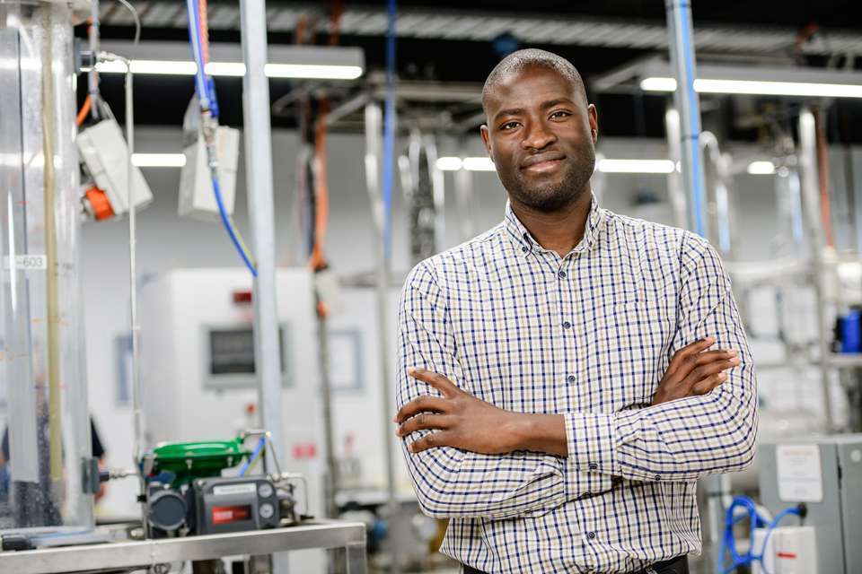 Dr Michael Opolot at the CQU Hydrogen Labs